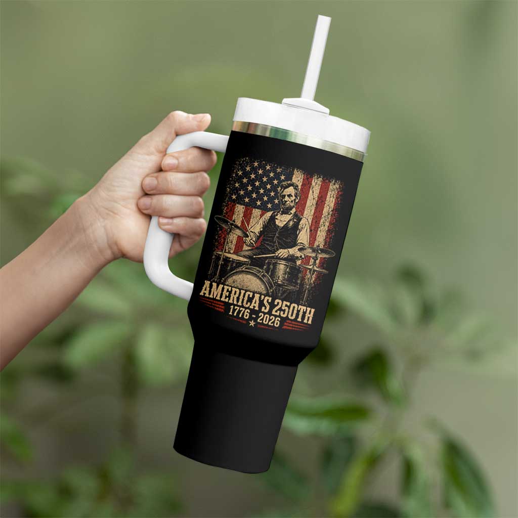 America's 250th Abraham Lincoln Playing Guitar 1776 2026 Tumbler With Handle Funny Electric Guitar Player