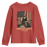 America's 250th Abraham Lincoln Playing Guitar 1776 2026 Youth Sweatshirt Funny Electric Guitar Player