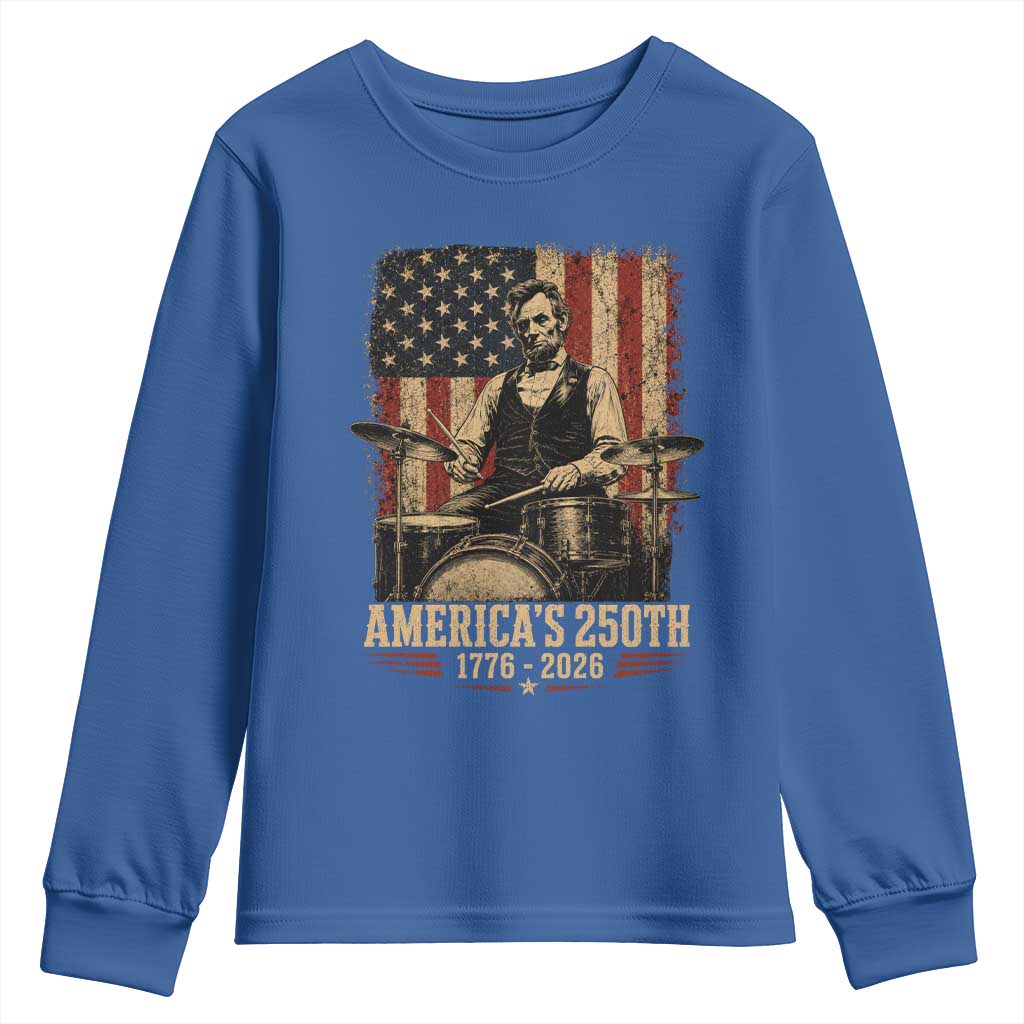 America's 250th Abraham Lincoln Playing Guitar 1776 2026 Youth Sweatshirt Funny Electric Guitar Player