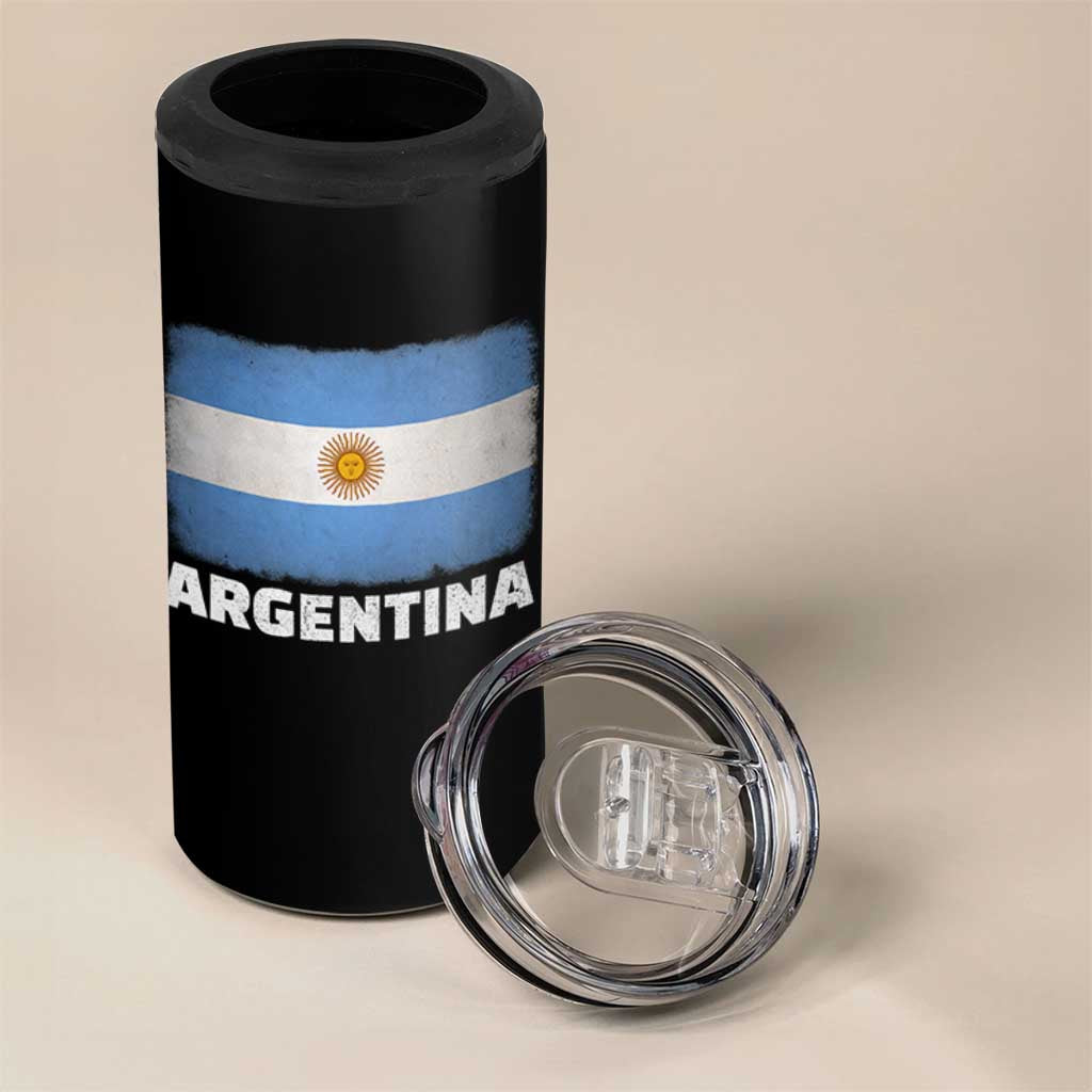 Vintage Argentina Flag Sun of May Argentinian Souvenir 4 in 1 Can Cooler Tumbler