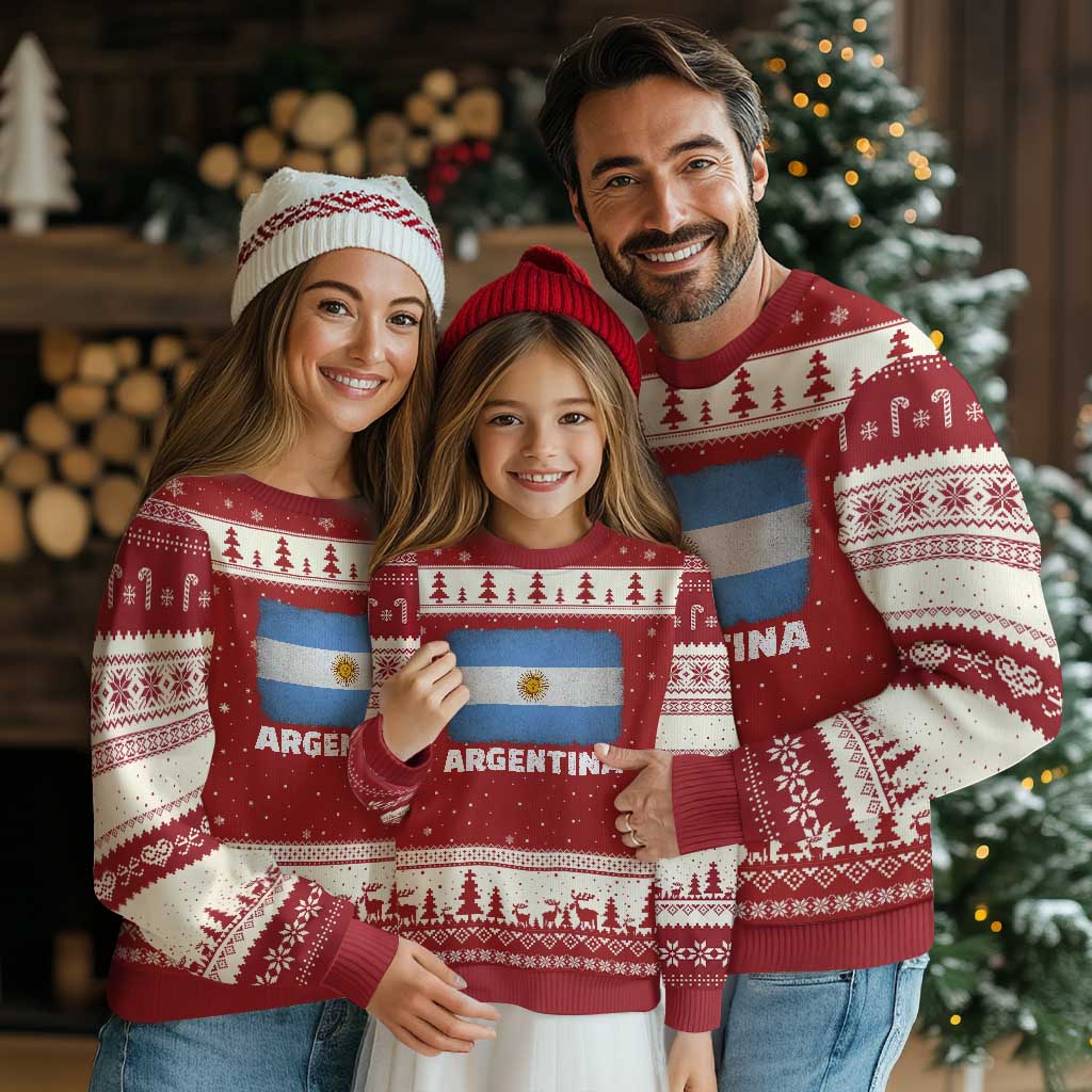 Vintage Argentina Flag Sun of May Argentinian Souvenir Ugly Christmas Sweater