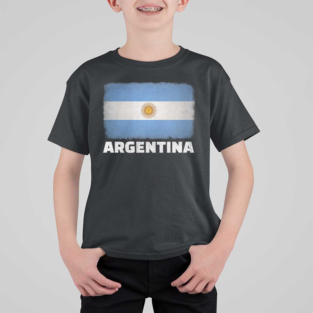 Vintage Argentina Flag Sun of May Argentinian Souvenir T Shirt For Kid