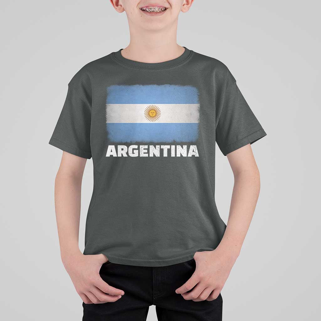Vintage Argentina Flag Sun of May Argentinian Souvenir T Shirt For Kid