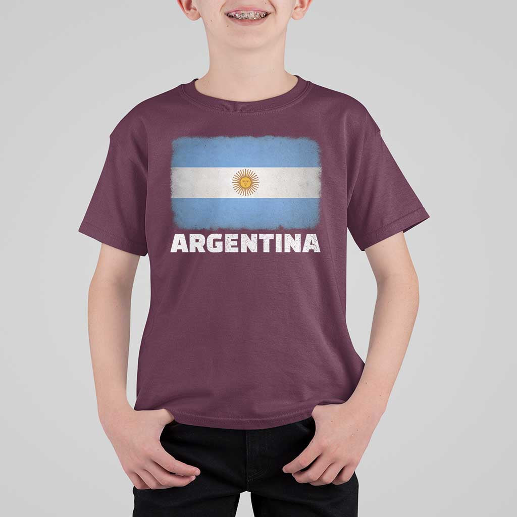 Vintage Argentina Flag Sun of May Argentinian Souvenir T Shirt For Kid