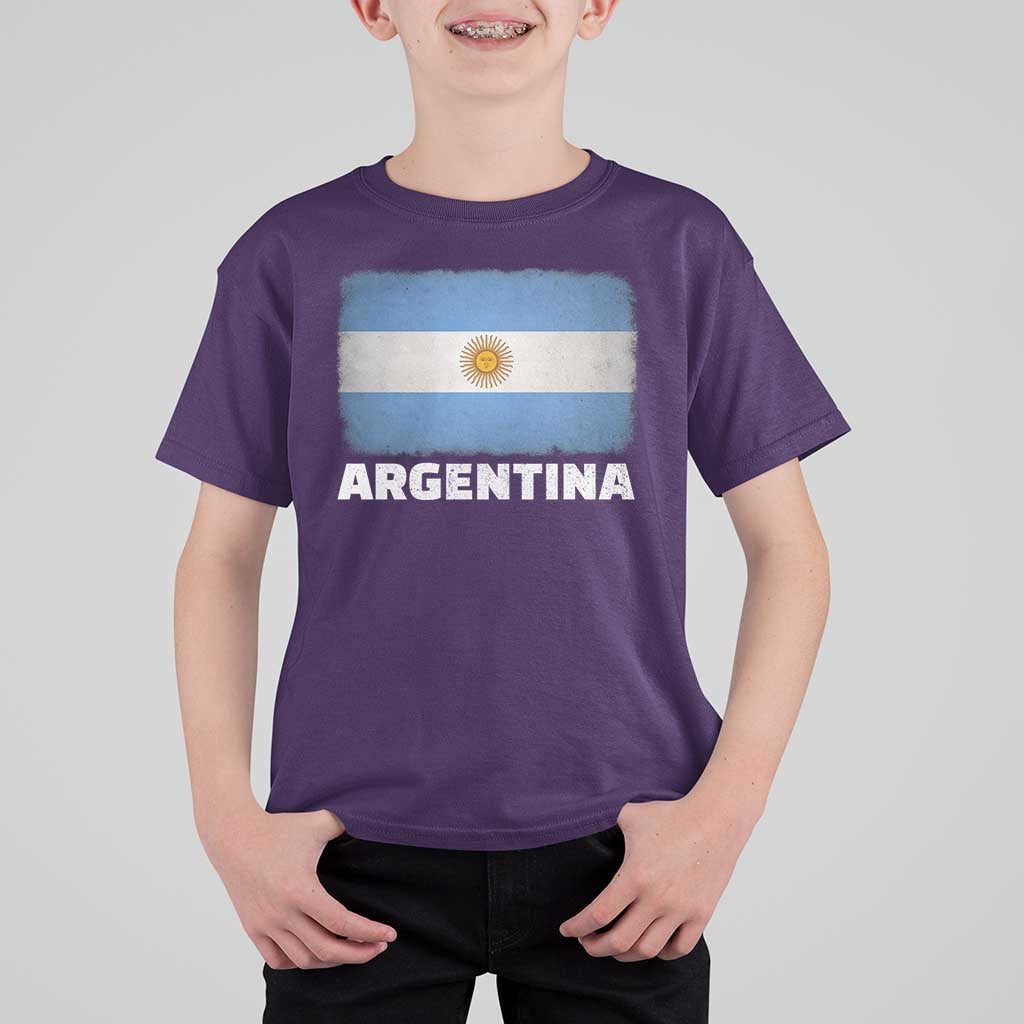 Vintage Argentina Flag Sun of May Argentinian Souvenir T Shirt For Kid