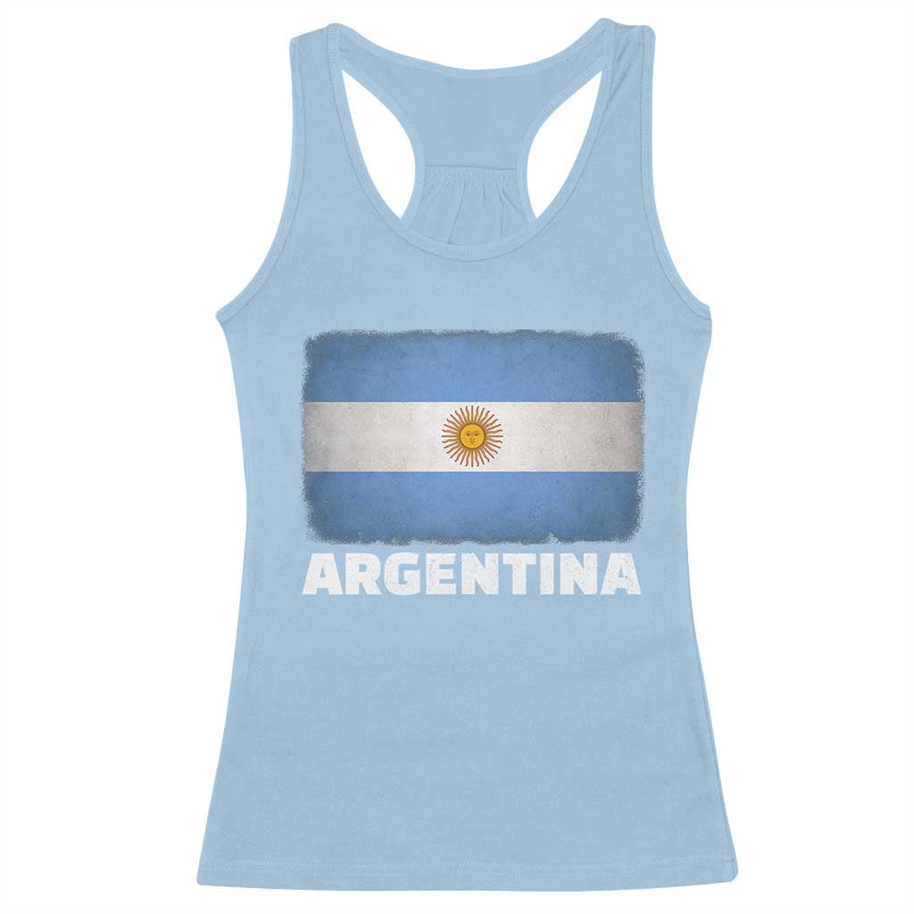 Vintage Argentina Flag Sun of May Argentinian Souvenir Racerback Tank Top