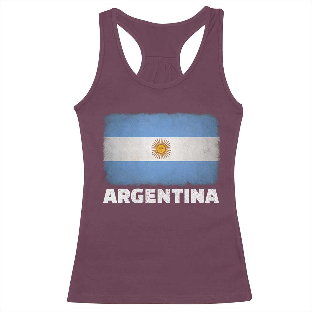 Vintage Argentina Flag Sun of May Argentinian Souvenir Racerback Tank Top