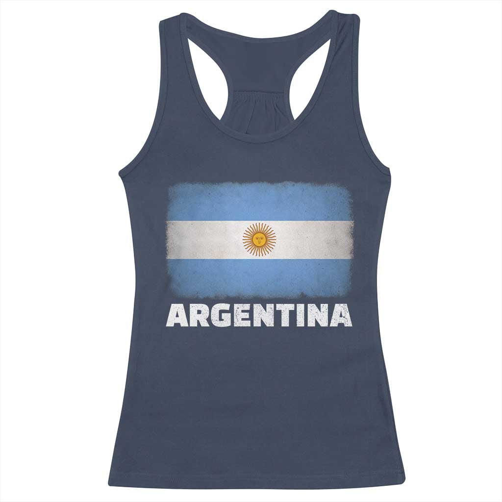 Vintage Argentina Flag Sun of May Argentinian Souvenir Racerback Tank Top