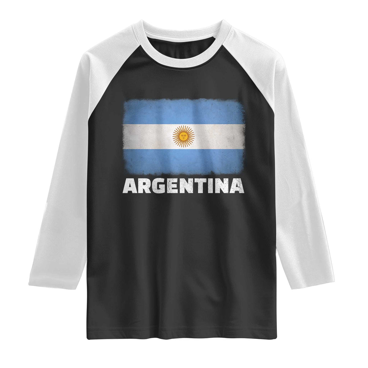 Vintage Argentina Flag Sun of May Argentinian Souvenir Raglan Shirt