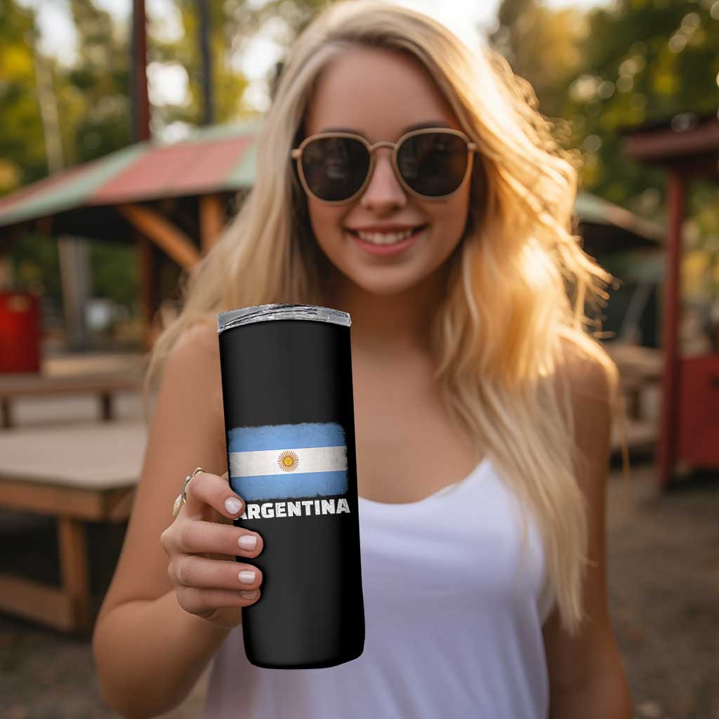Vintage Argentina Flag Sun of May Argentinian Souvenir Skinny Tumbler