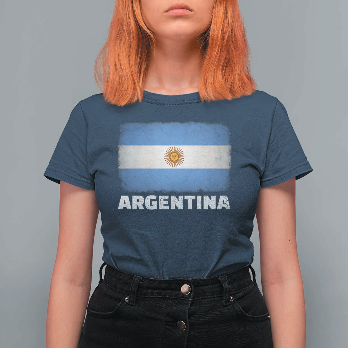Vintage Argentina Flag Sun of May Argentinian Souvenir T Shirt For Women