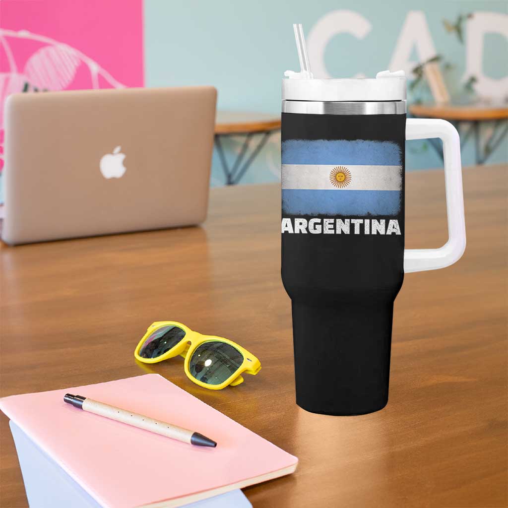 Vintage Argentina Flag Sun of May Argentinian Souvenir Tumbler With Handle
