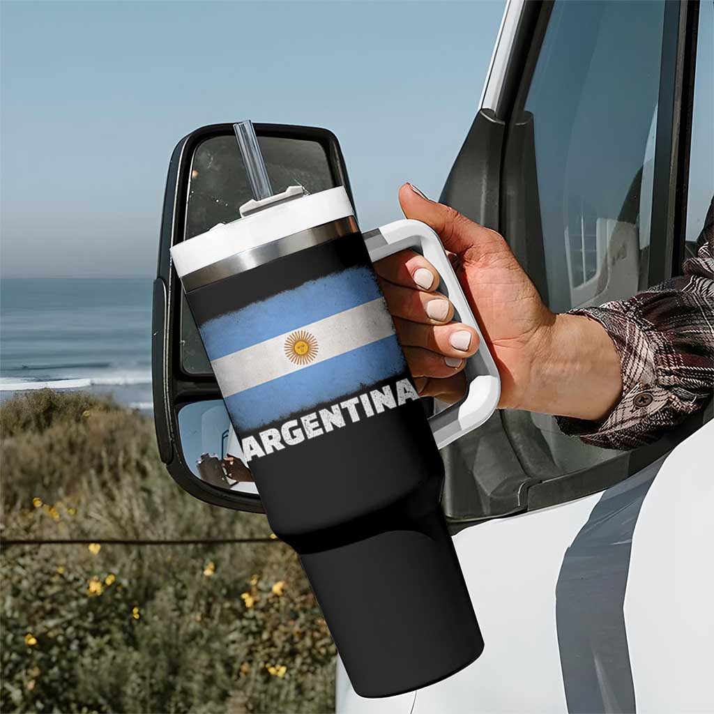Vintage Argentina Flag Sun of May Argentinian Souvenir Tumbler With Handle