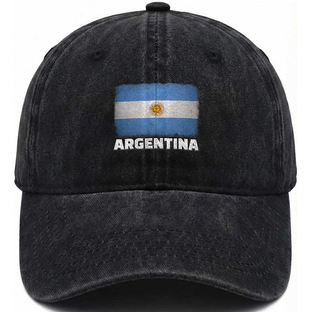 Vintage Argentina Flag Sun of May Argentinian Souvenir Washed Cotton Baseball Cap