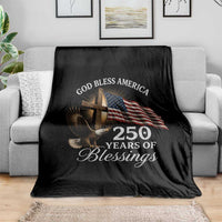 God Bless America 250 Years Of Blessings Throw Blanket US 250th Anniversary Bald Eagle American Flag