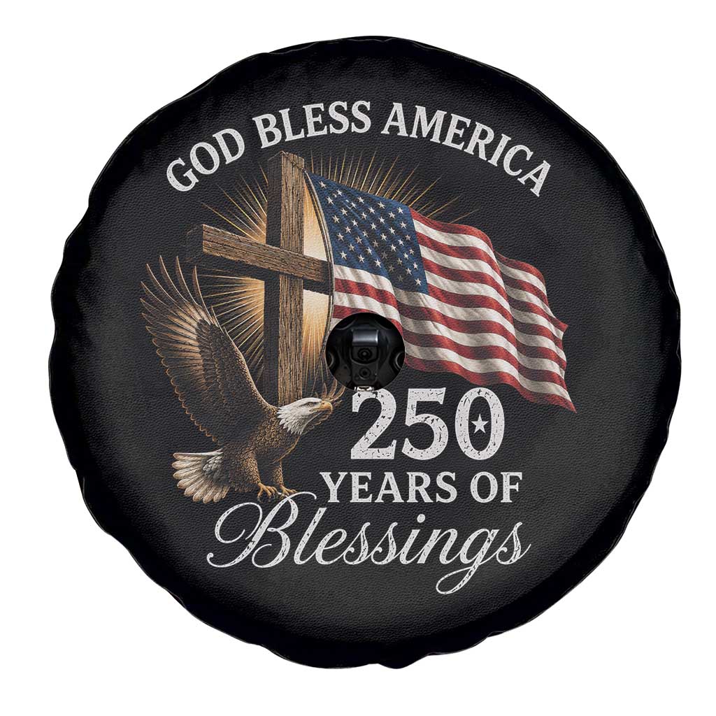 God Bless America 250 Years Of Blessings Spare Tire Cover US 250th Anniversary Bald Eagle American Flag