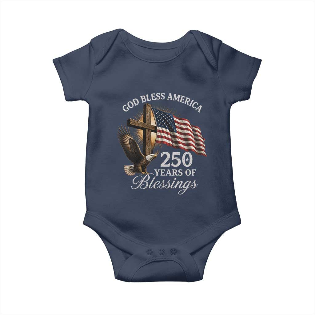 God Bless America 250 Years Of Blessings Baby Onesie US 250th Anniversary Bald Eagle American Flag