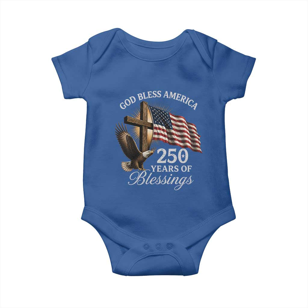 God Bless America 250 Years Of Blessings Baby Onesie US 250th Anniversary Bald Eagle American Flag