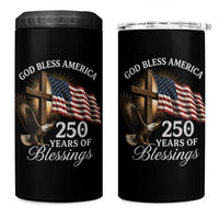 God Bless America 250 Years Of Blessings 4 in 1 Can Cooler Tumbler US 250th Anniversary Bald Eagle American Flag