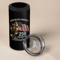 God Bless America 250 Years Of Blessings 4 in 1 Can Cooler Tumbler US 250th Anniversary Bald Eagle American Flag