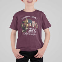 God Bless America 250 Years Of Blessings T Shirt For Kid US 250th Anniversary Bald Eagle American Flag