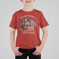 God Bless America 250 Years Of Blessings T Shirt For Kid US 250th Anniversary Bald Eagle American Flag