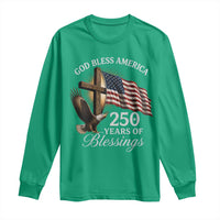 God Bless America 250 Years Of Blessings Long Sleeve Shirt US 250th Anniversary Bald Eagle American Flag