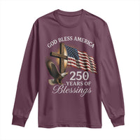 God Bless America 250 Years Of Blessings Long Sleeve Shirt US 250th Anniversary Bald Eagle American Flag