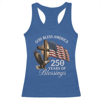 God Bless America 250 Years Of Blessings Racerback Tank Top US 250th Anniversary Bald Eagle American Flag