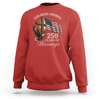 God Bless America 250 Years Of Blessings Sweatshirt US 250th Anniversary Bald Eagle American Flag