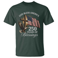 God Bless America 250 Years Of Blessings T Shirt US 250th Anniversary Bald Eagle American Flag