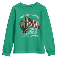 God Bless America 250 Years Of Blessings Youth Sweatshirt US 250th Anniversary Bald Eagle American Flag