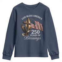God Bless America 250 Years Of Blessings Youth Sweatshirt US 250th Anniversary Bald Eagle American Flag