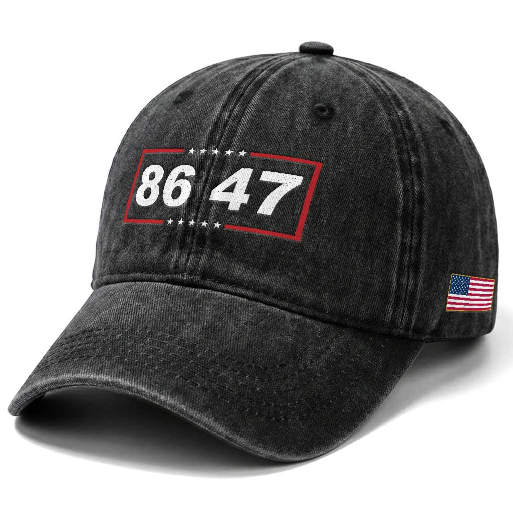 Vintage 8647 Washed Cotton Baseball Cap US Political FDT Stars And Stripes