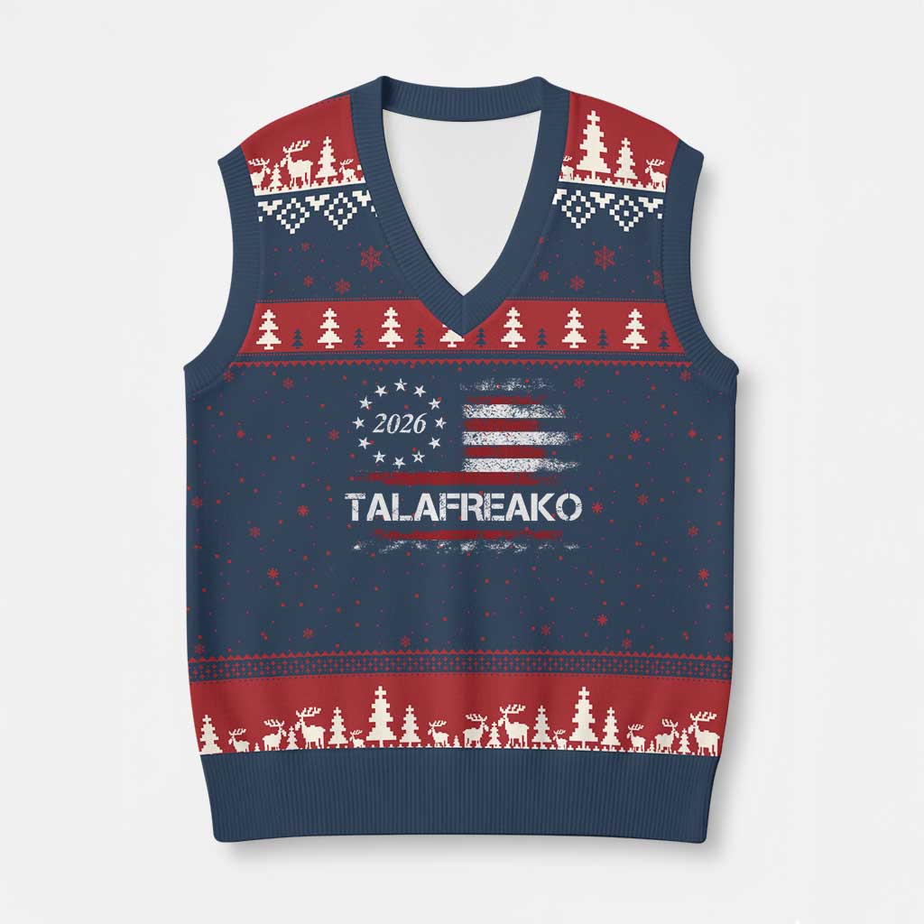 Talafreako James Talarico 2026 V-Neck Knit Sweater Vest US Senate Texas Vintage American Flag