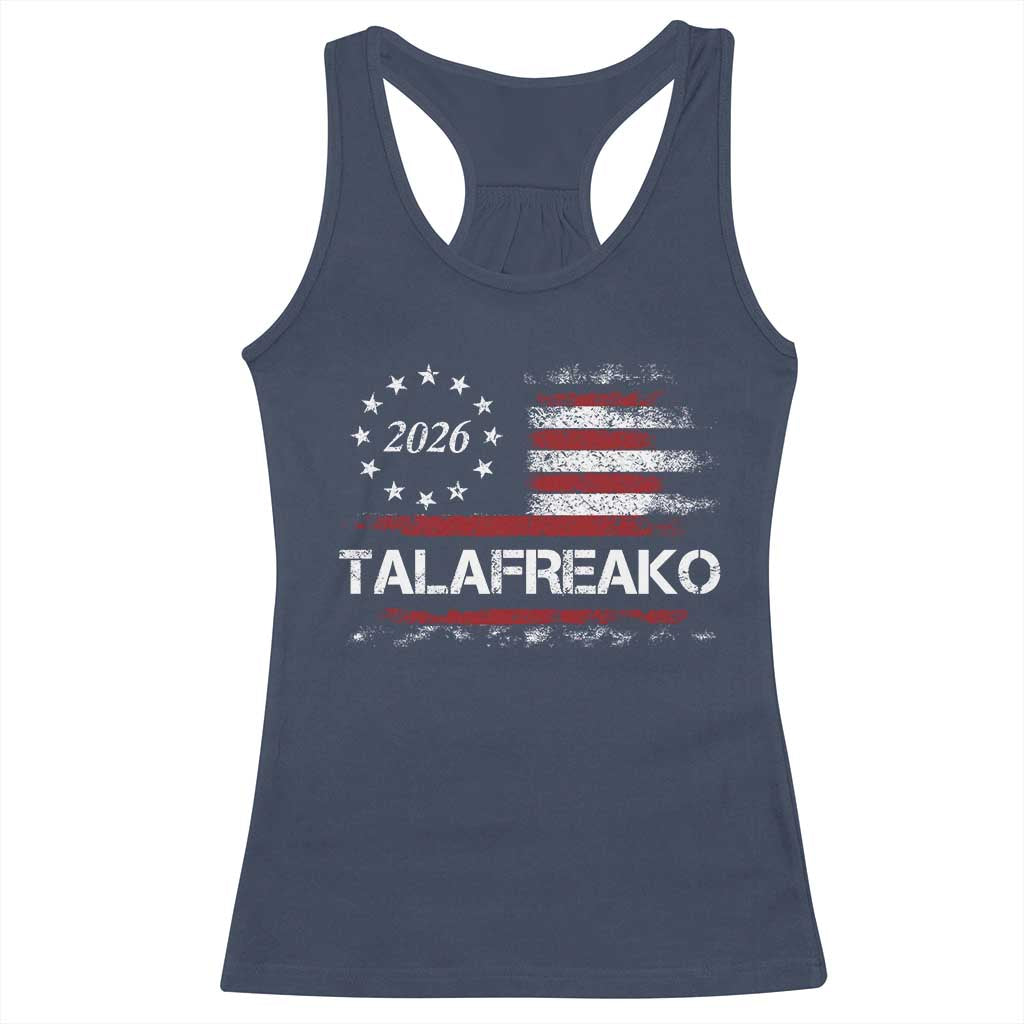 Talafreako James Talarico 2026 Racerback Tank Top US Senate Texas Vintage American Flag