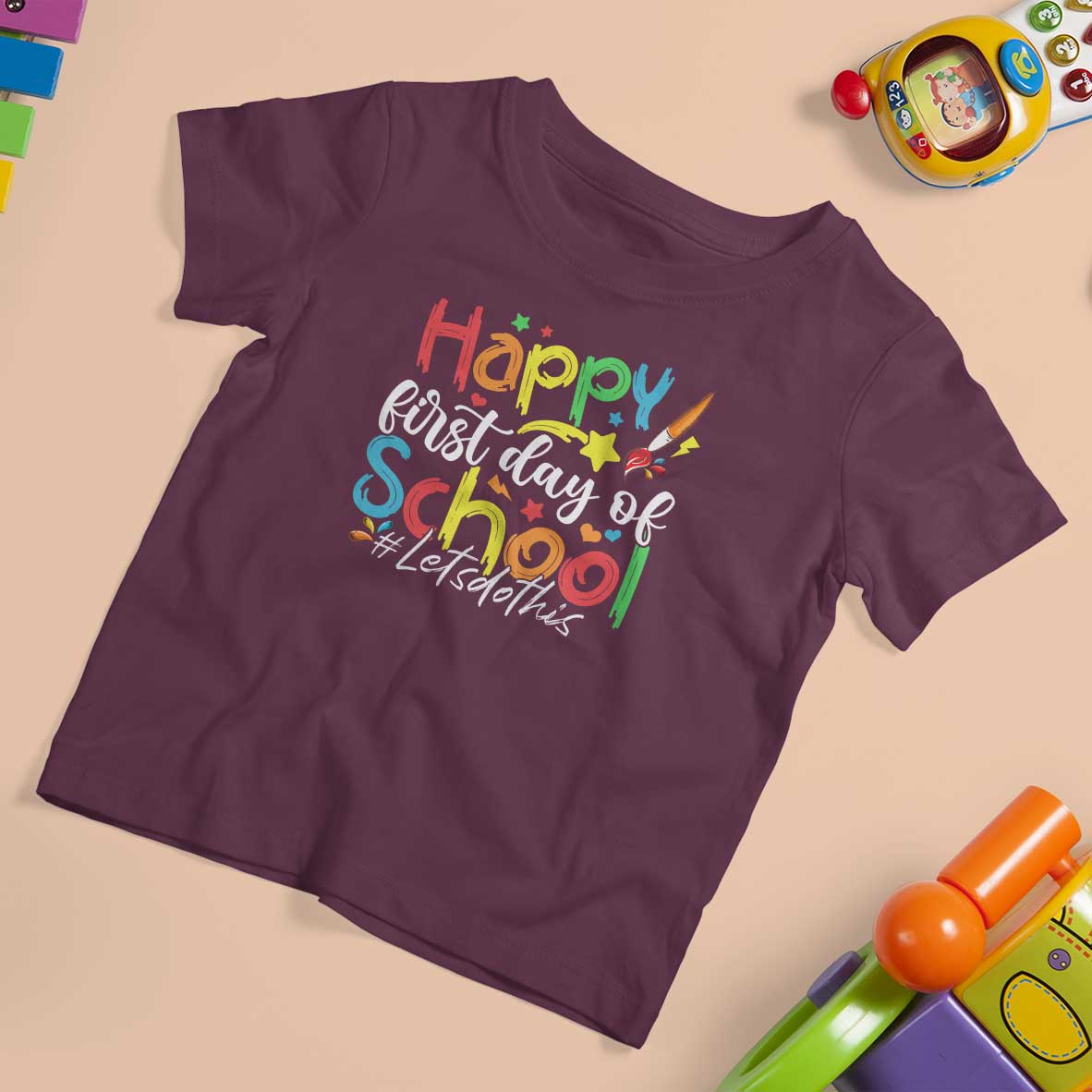 Happy First Day Of School T Shirt For Kid Artists Brushes Art Class - Wonder Print Shop
