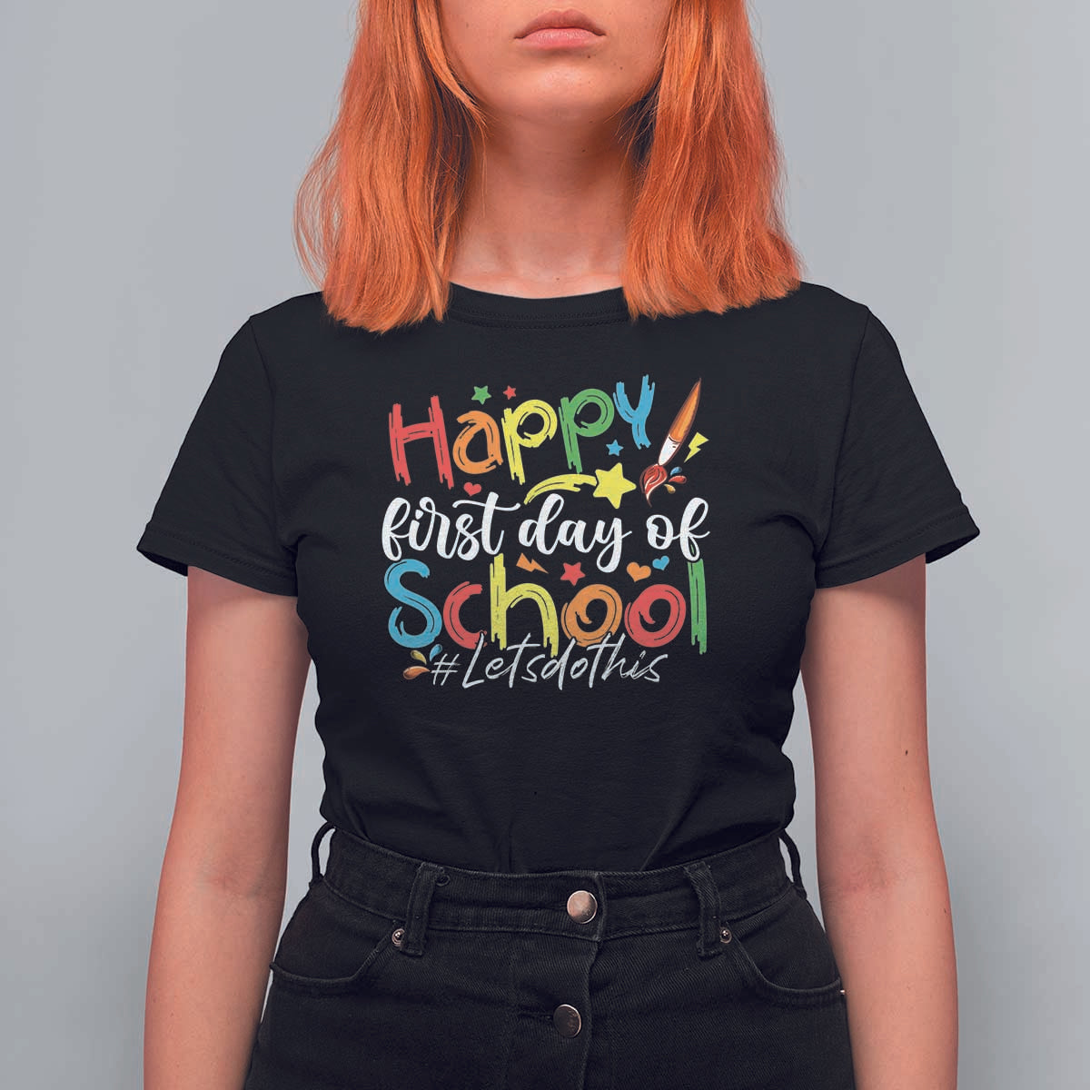Happy First Day Of School T Shirt For Women Artists Brushes Art Class - Wonder Print Shop