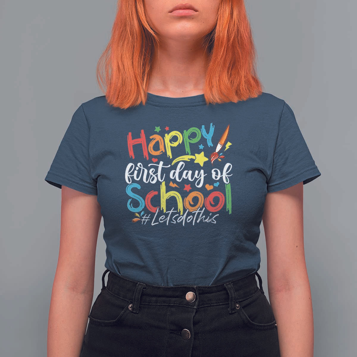 Happy First Day Of School T Shirt For Women Artists Brushes Art Class - Wonder Print Shop