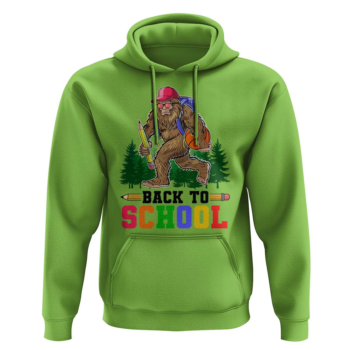 Funny Back To School Bigfoot Hoodie Backpack Pencil Basketball - Wonder Print Shop