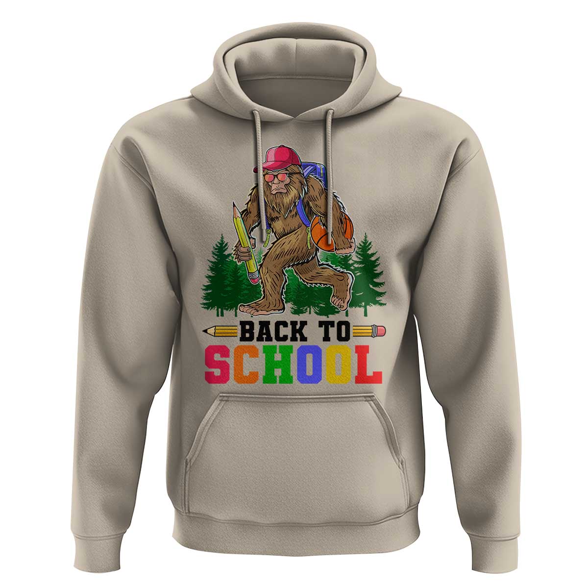 Funny Back To School Bigfoot Hoodie Backpack Pencil Basketball - Wonder Print Shop