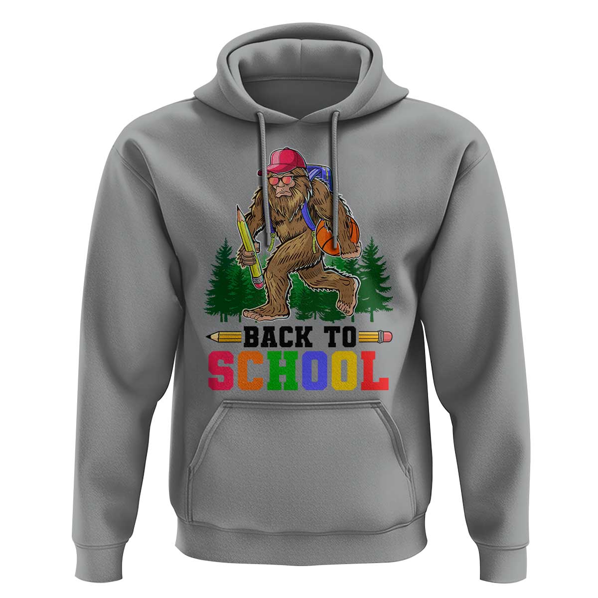 Funny Back To School Bigfoot Hoodie Backpack Pencil Basketball - Wonder Print Shop