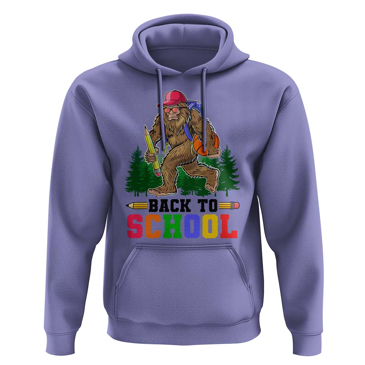 Funny Back To School Bigfoot Hoodie Backpack Pencil Basketball - Wonder Print Shop