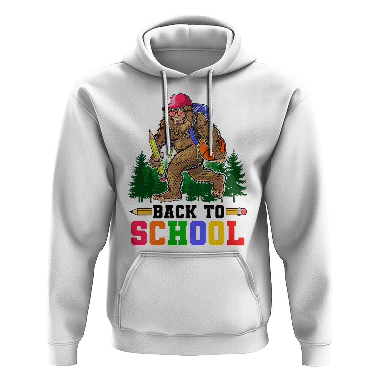 Funny Back To School Bigfoot Hoodie Backpack Pencil Basketball - Wonder Print Shop