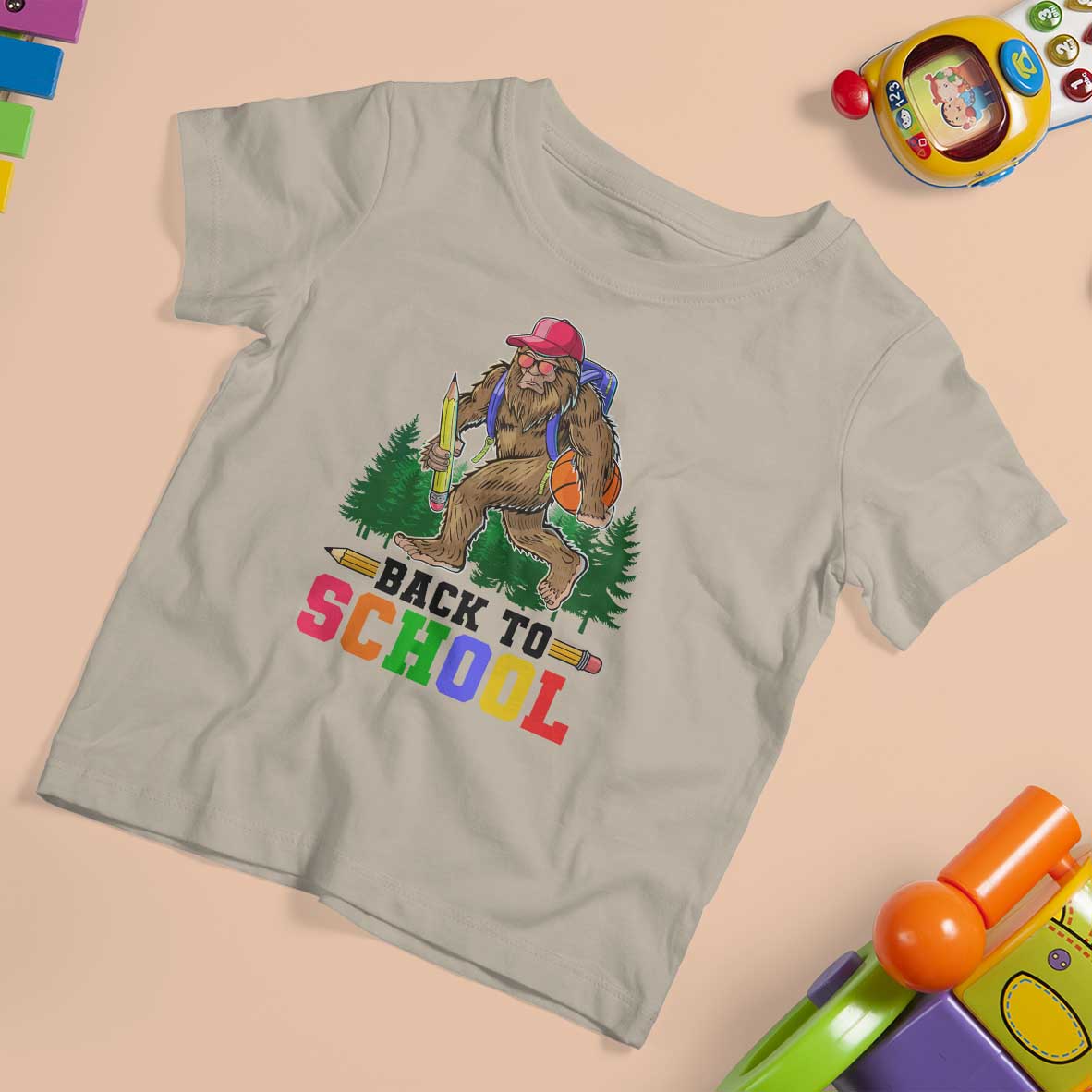 Funny Back To School Bigfoot T Shirt For Kid Backpack Pencil Basketball - Wonder Print Shop