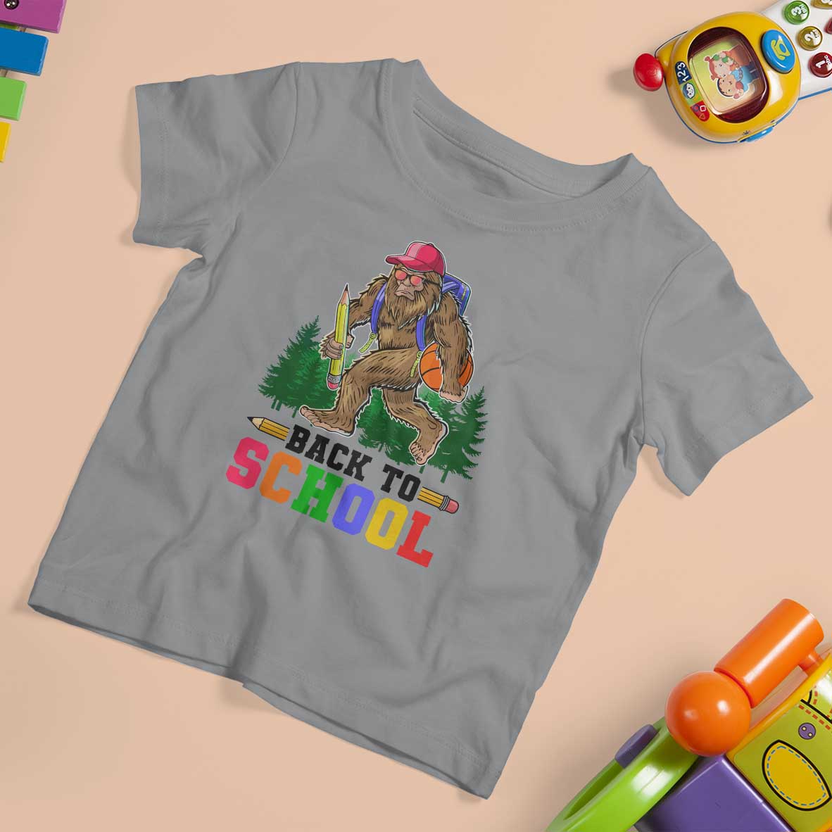 Funny Back To School Bigfoot T Shirt For Kid Backpack Pencil Basketball - Wonder Print Shop