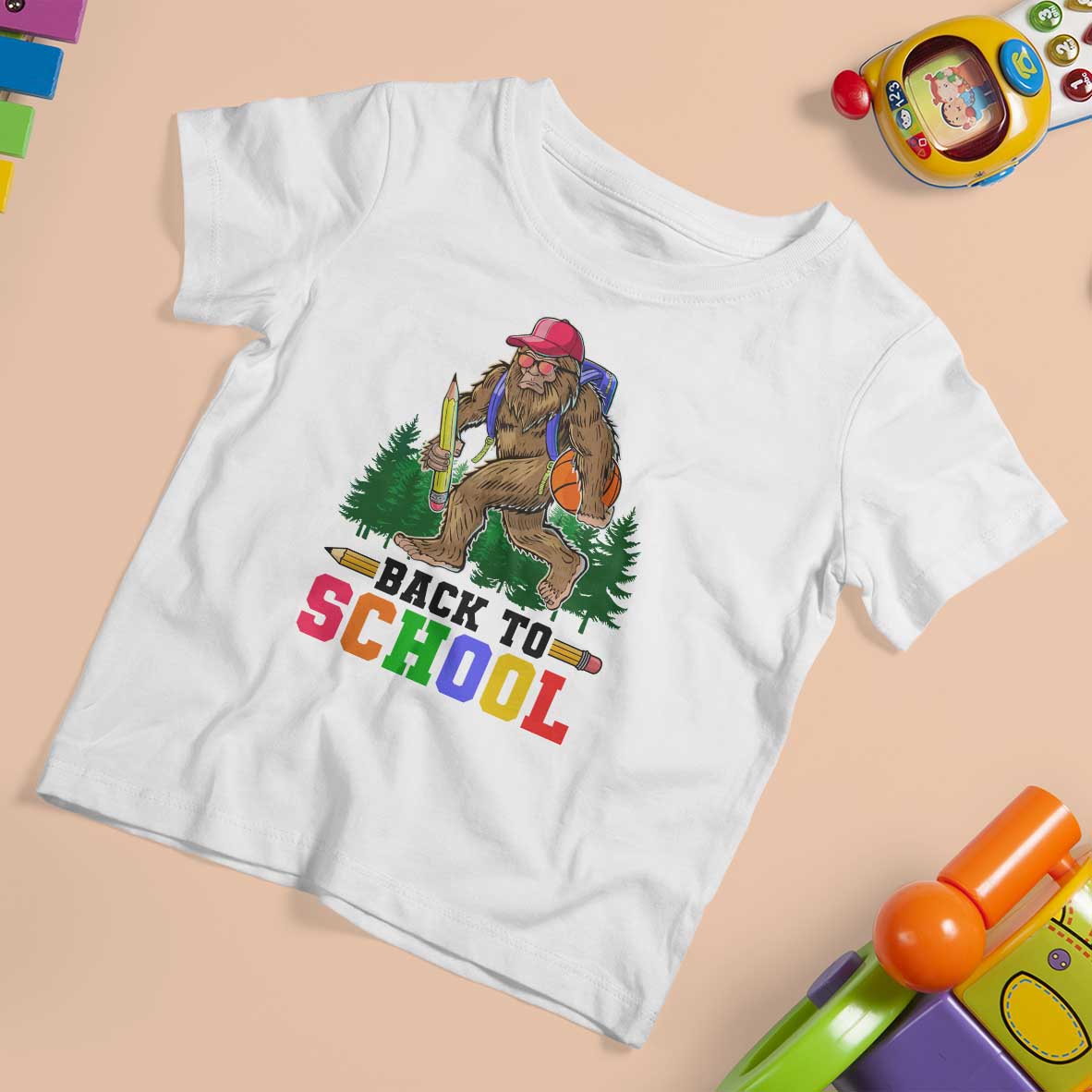 Funny Back To School Bigfoot T Shirt For Kid Backpack Pencil Basketball - Wonder Print Shop