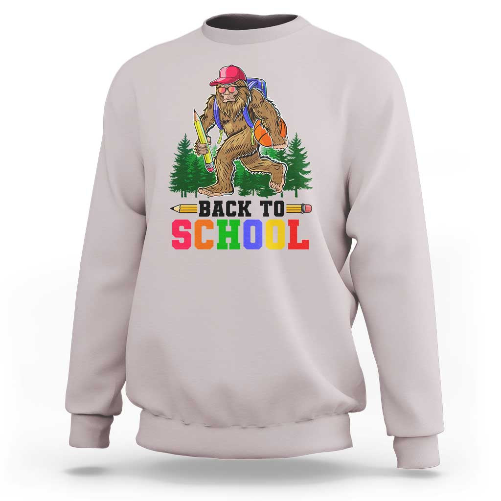 Funny Back To School Bigfoot Sweatshirt Backpack Pencil Basketball - Wonder Print Shop