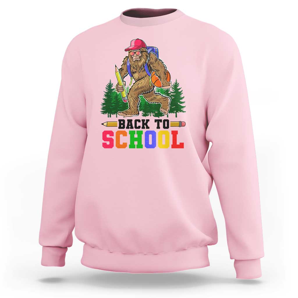 Funny Back To School Bigfoot Sweatshirt Backpack Pencil Basketball - Wonder Print Shop