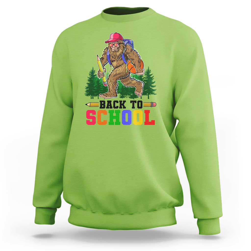 Funny Back To School Bigfoot Sweatshirt Backpack Pencil Basketball - Wonder Print Shop